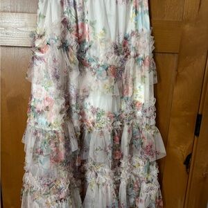 Floral Ruffle Maxi Skirt